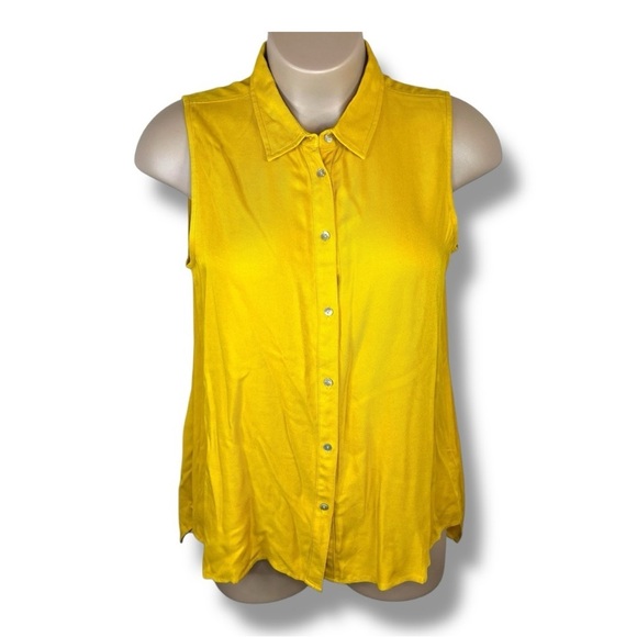 Large NWT Fever Brand Yellow Flowy Sleeveless Top Large New Large Womens - Picture 1 of 10